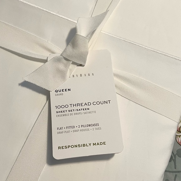 Pottery Barn 1000 Thread Count Supima Cotton Sateen Sheet Set Queen White NWT - Picture 6 of 7